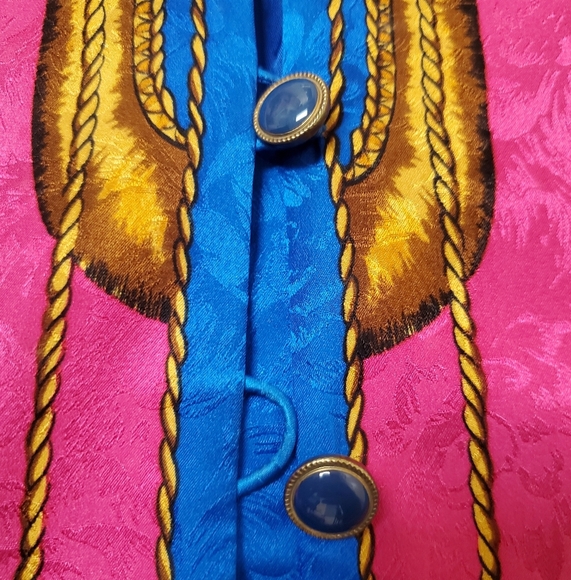 Vntg Adrianna Papell Green and Gold 100% Silk Jacket. 12 - Picture 5 of 10